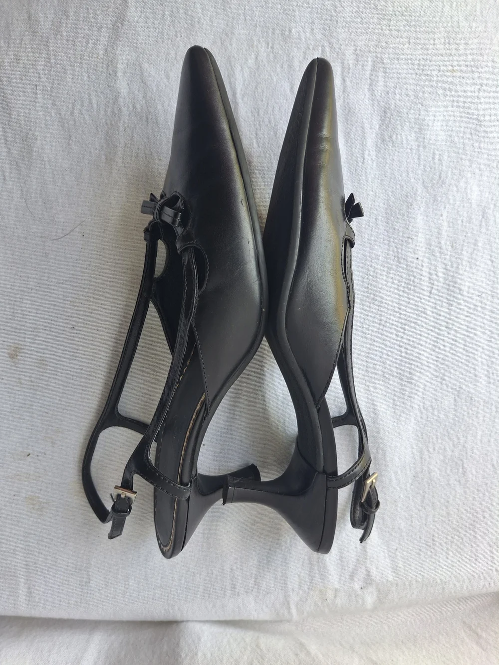 Talbots Black Slingback Heels with Bow Accent